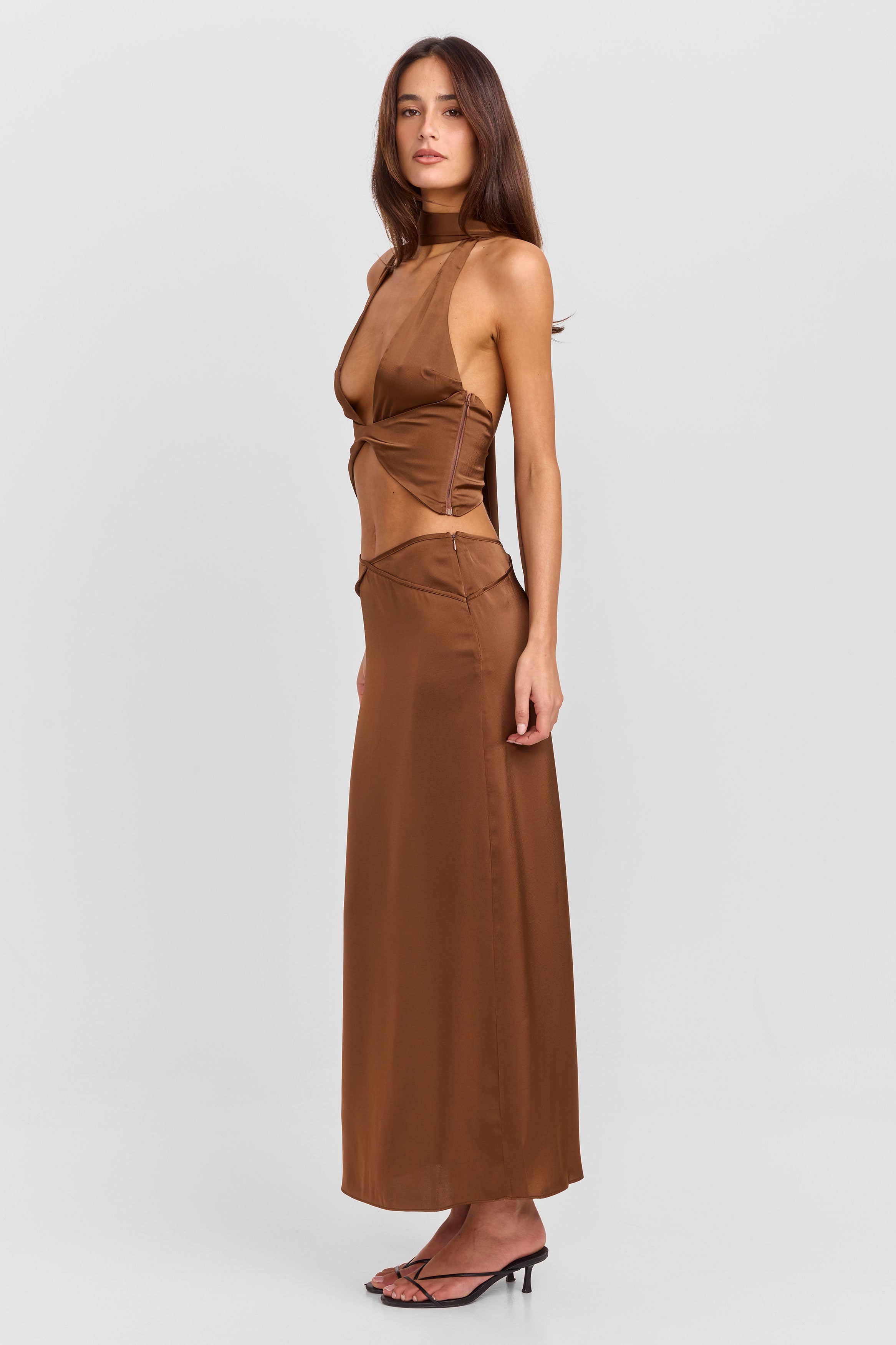 Cici Maxi Skirt Brown