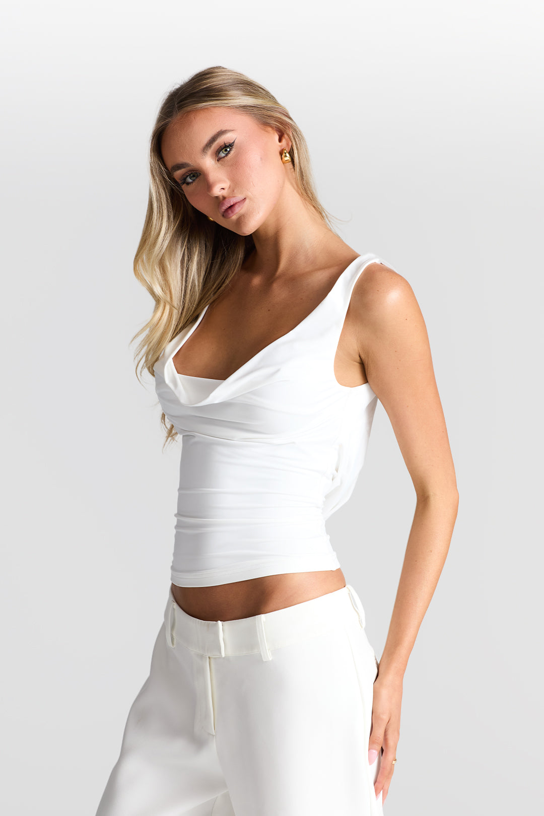 Naomi Pearl Top White