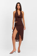 Serene Midi Skirt Brown