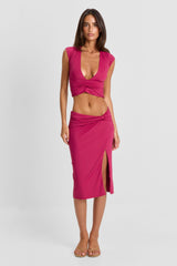 Arielle Midi Skirt Berry