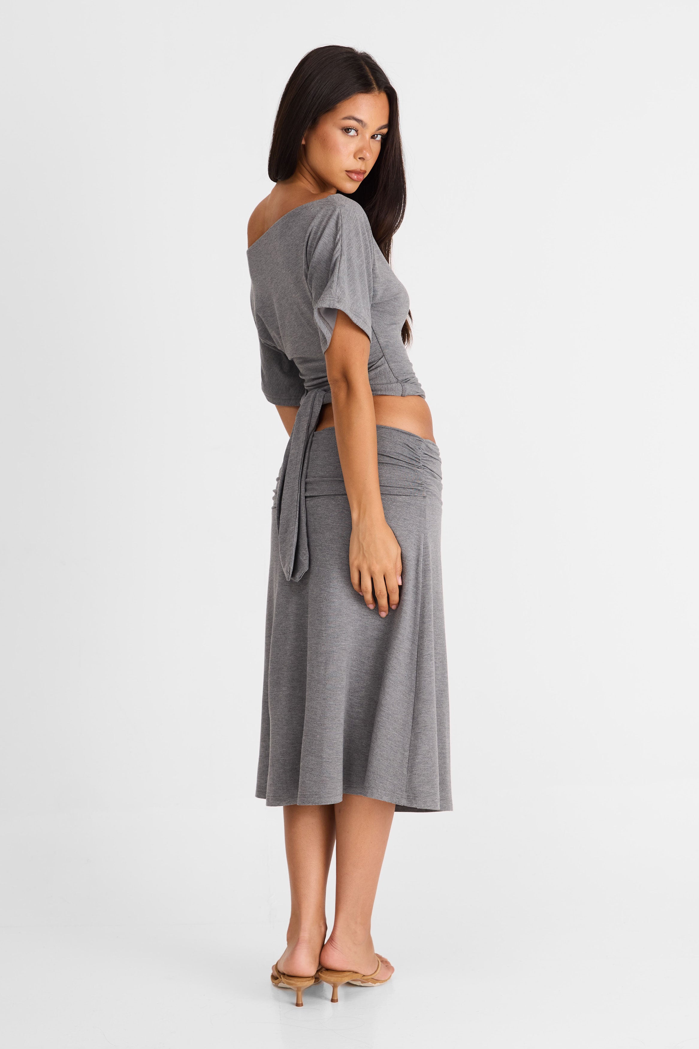 Lorelei Midi Skirt Grey Marle
