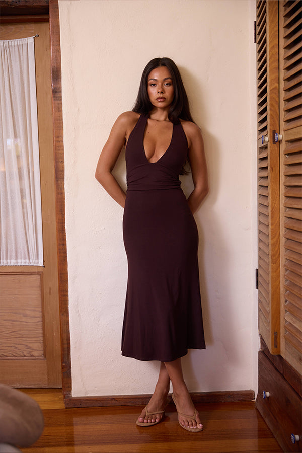Thea Midi Dress Chocolate