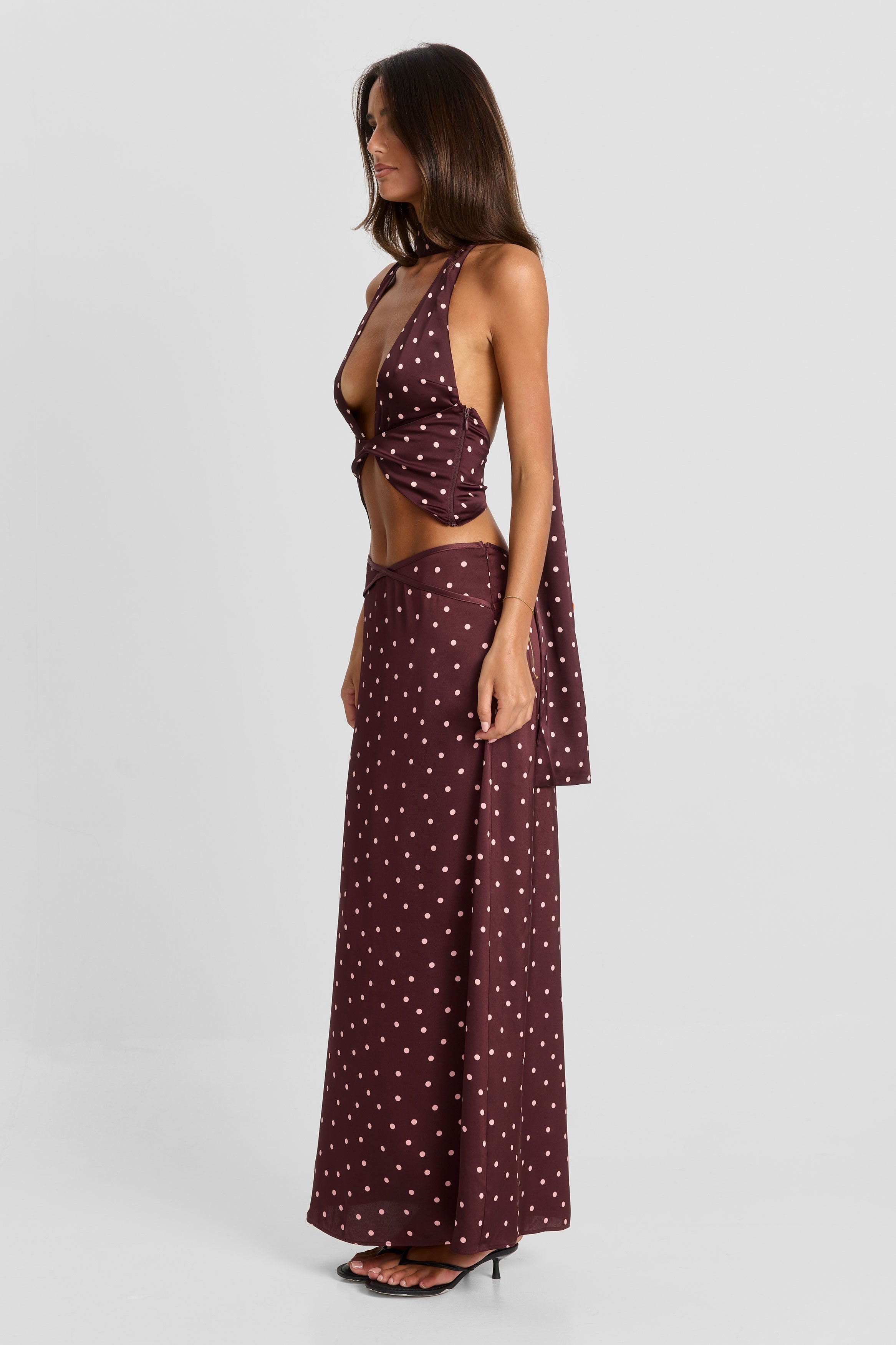 Cici Maxi Skirt Pink Polkadot