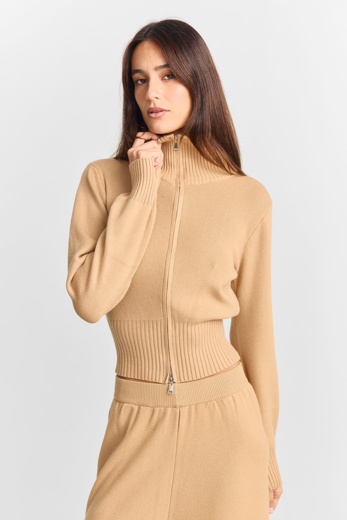 Clarisse Knit Jacket Camel