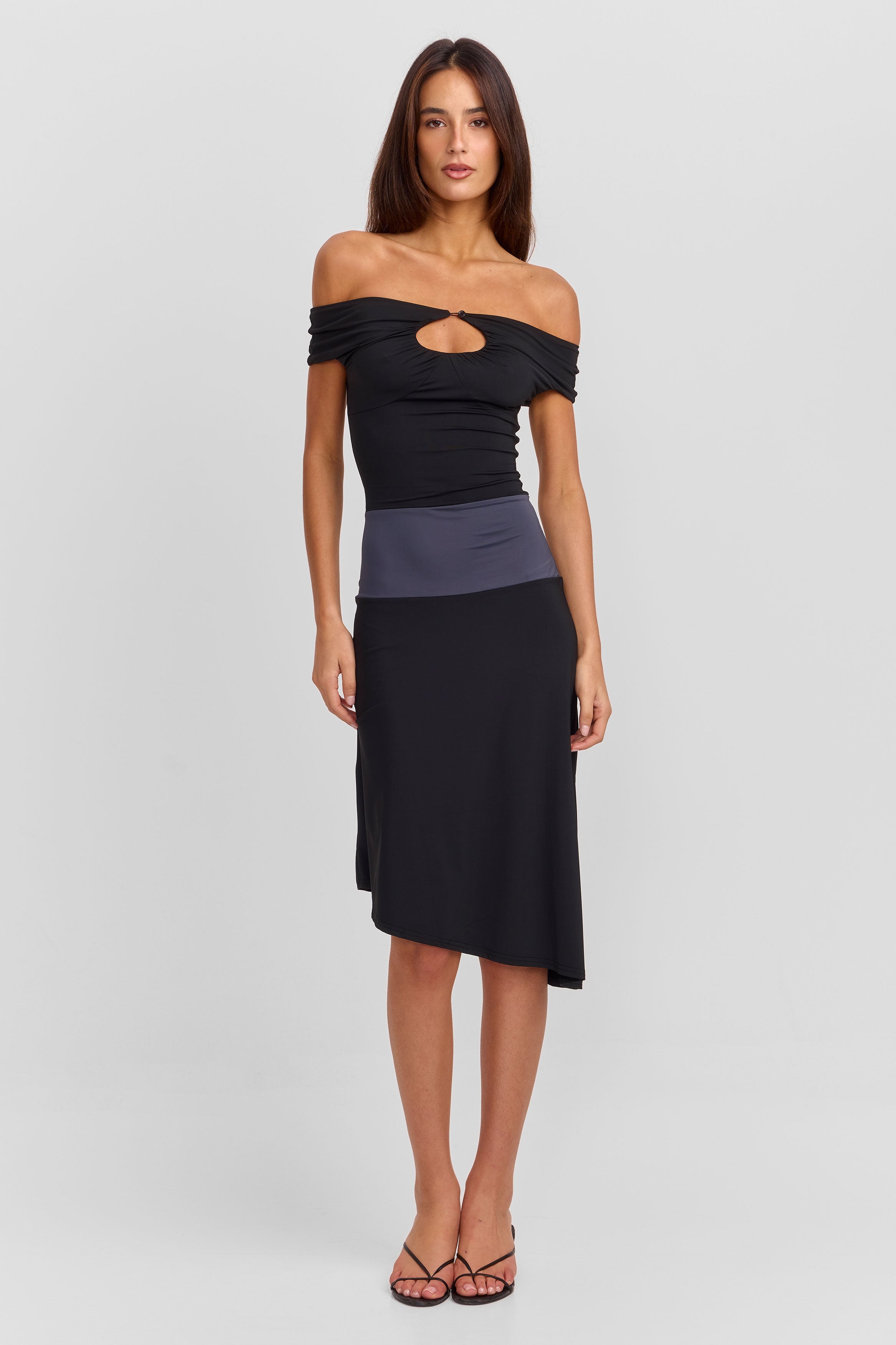 Holly Midi Dress Black / Grey