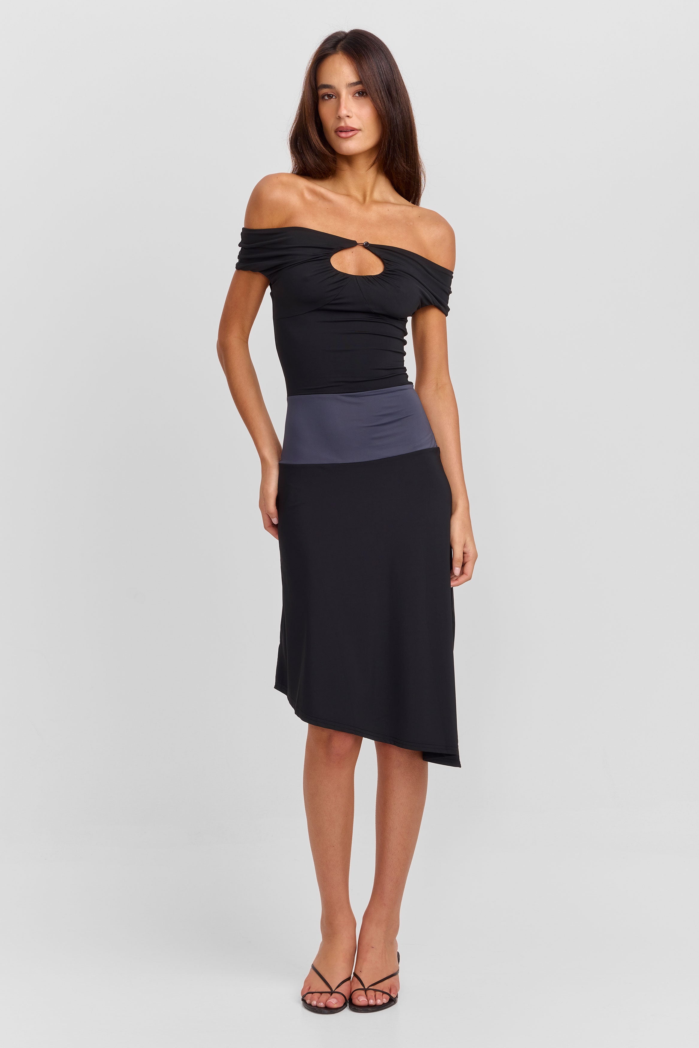 Holly Midi Dress Black / Grey