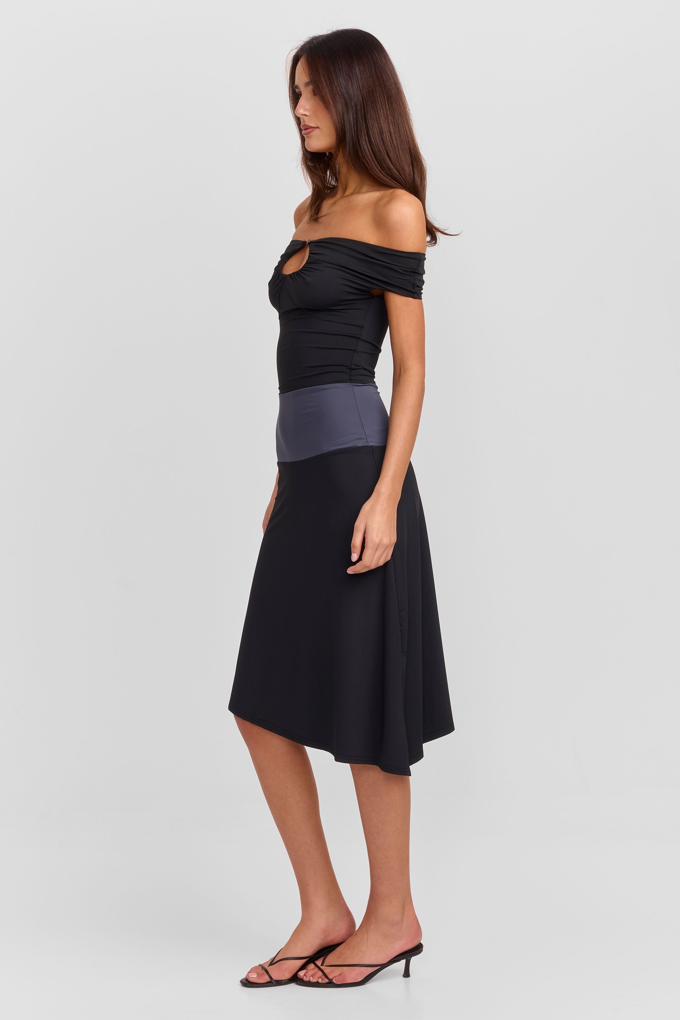Holly Midi Dress Black / Grey
