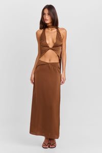 Cici Maxi Skirt Brown