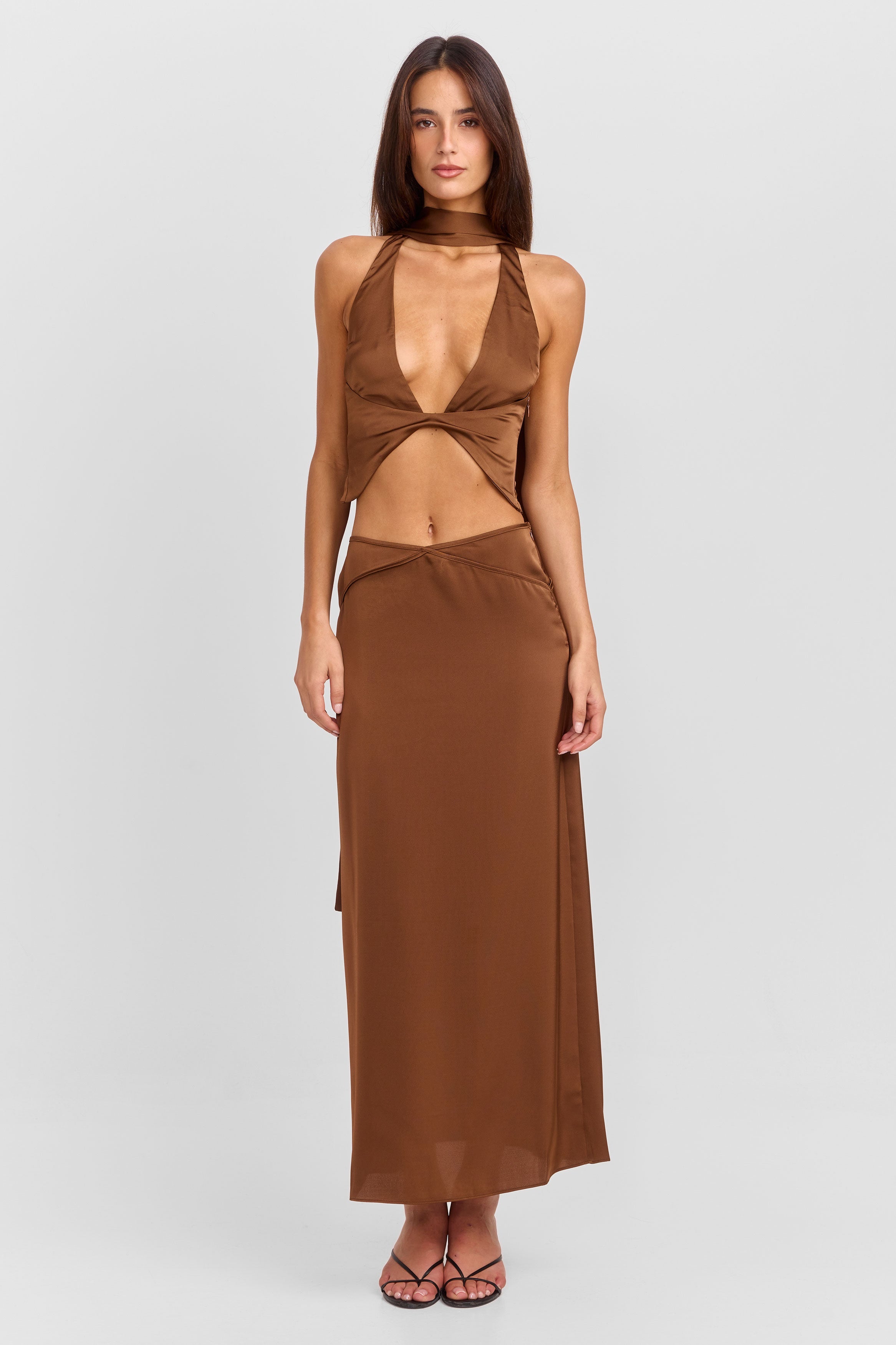 Cici Maxi Skirt Brown