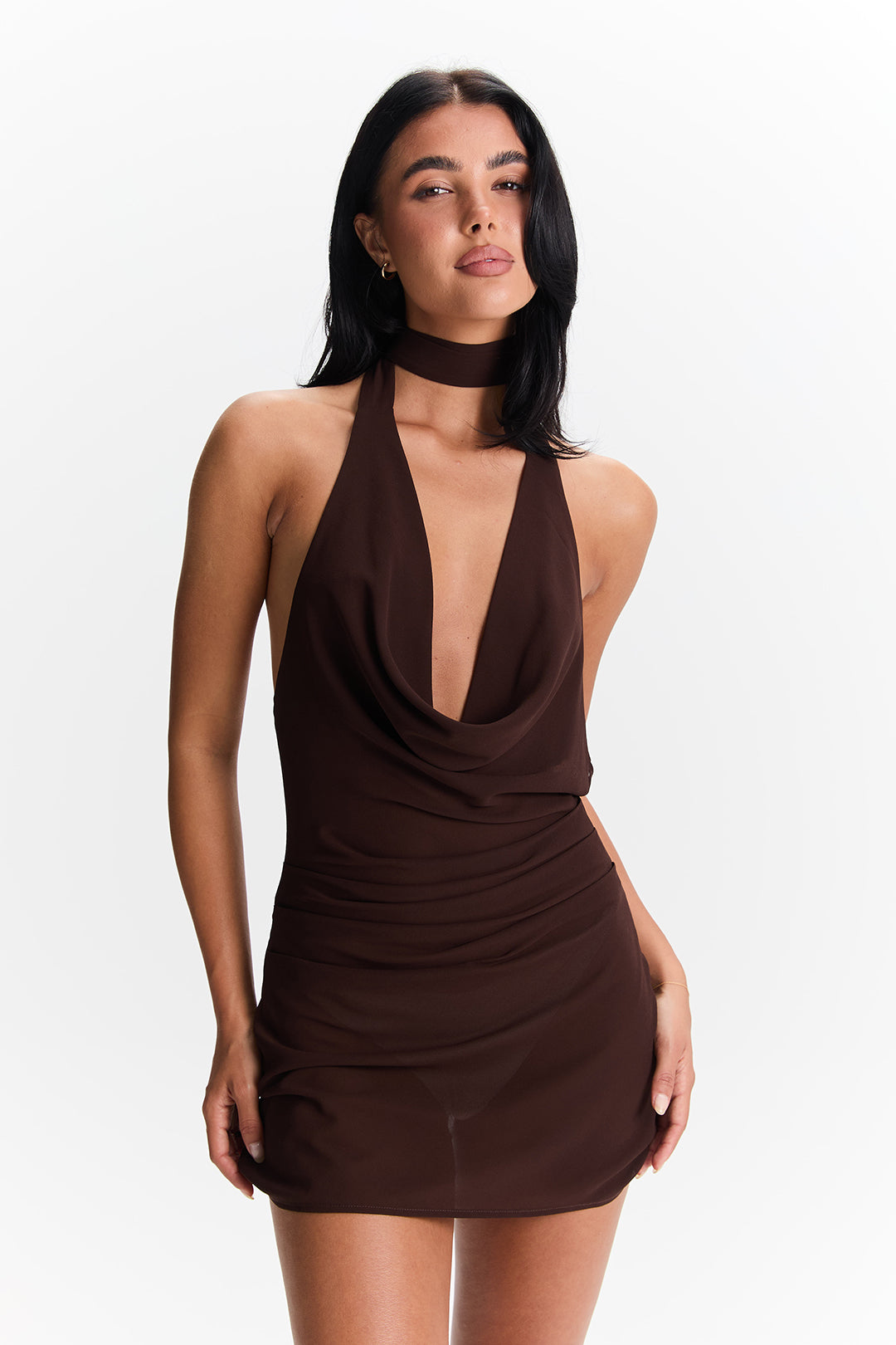 Maisie Mini Dress Chocolate Brown