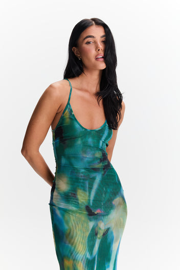 AMARA ELASTIC NECKLINE DRESS YELLOW