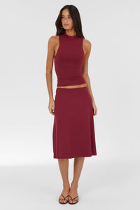 Adeline Midi Skirt Wine
