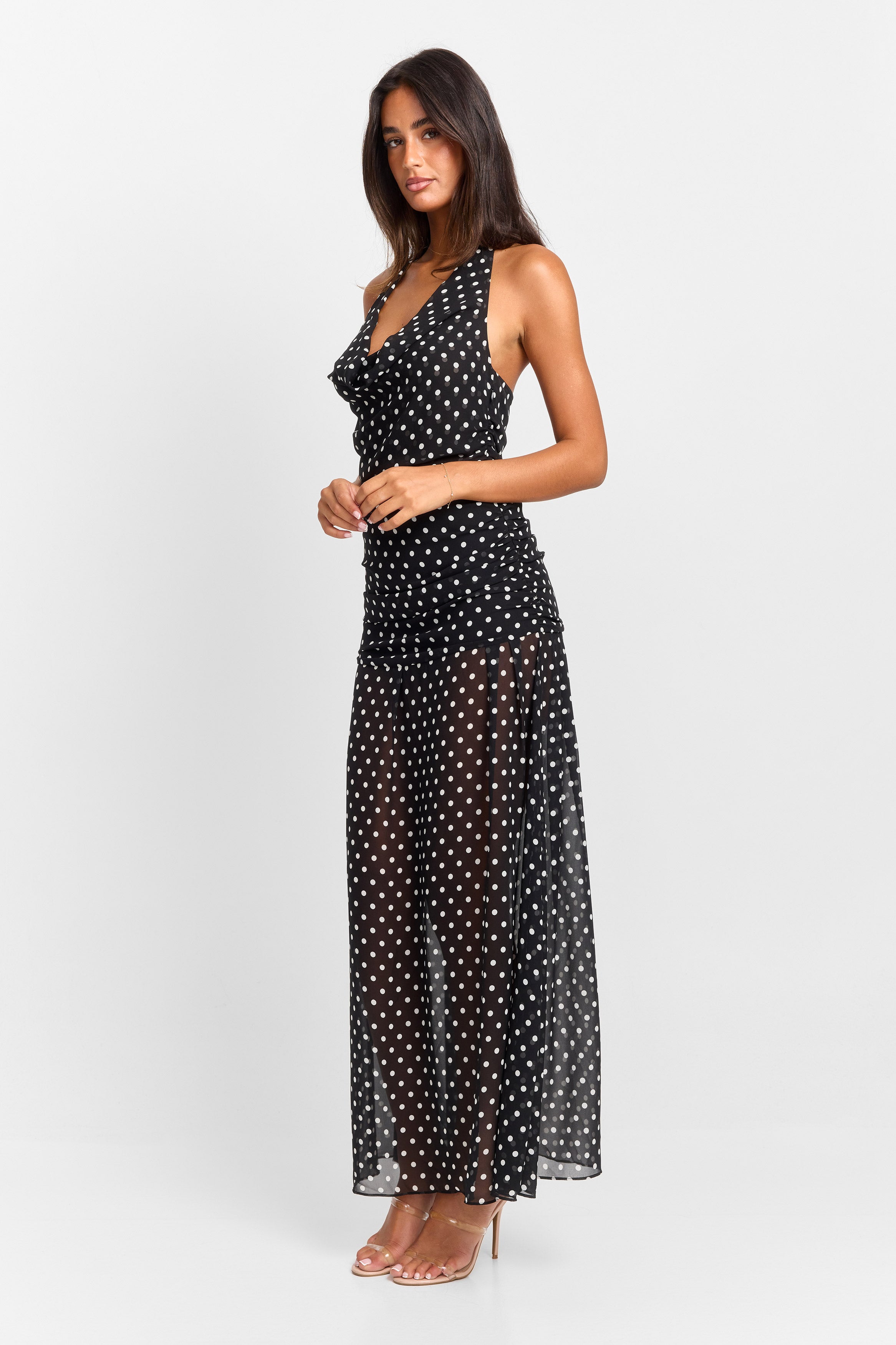 Clara Maxi Dress Black Polkadot