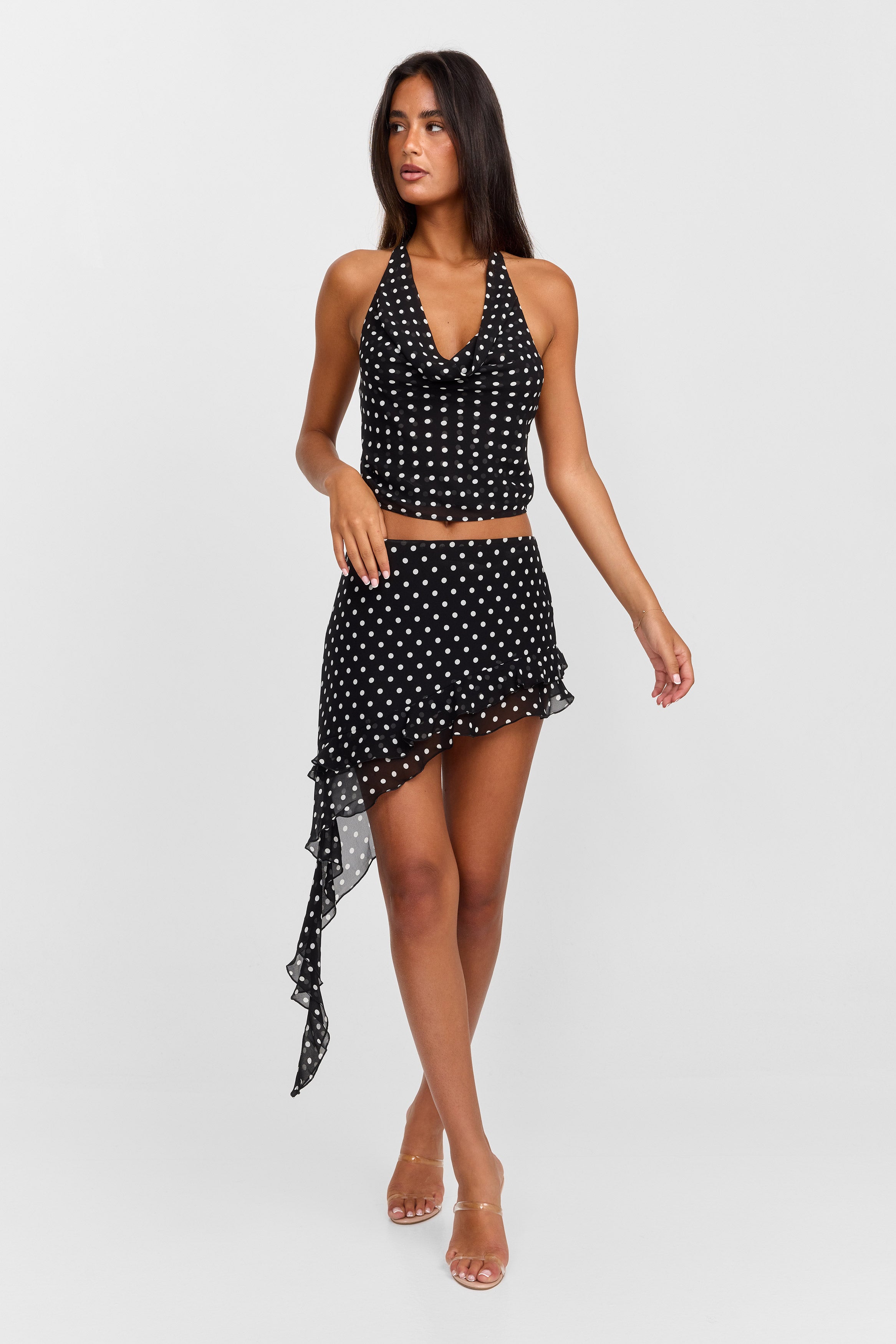 Clara Mini Skirt Black Polkadot