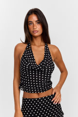 Colette Top Black Polkadot