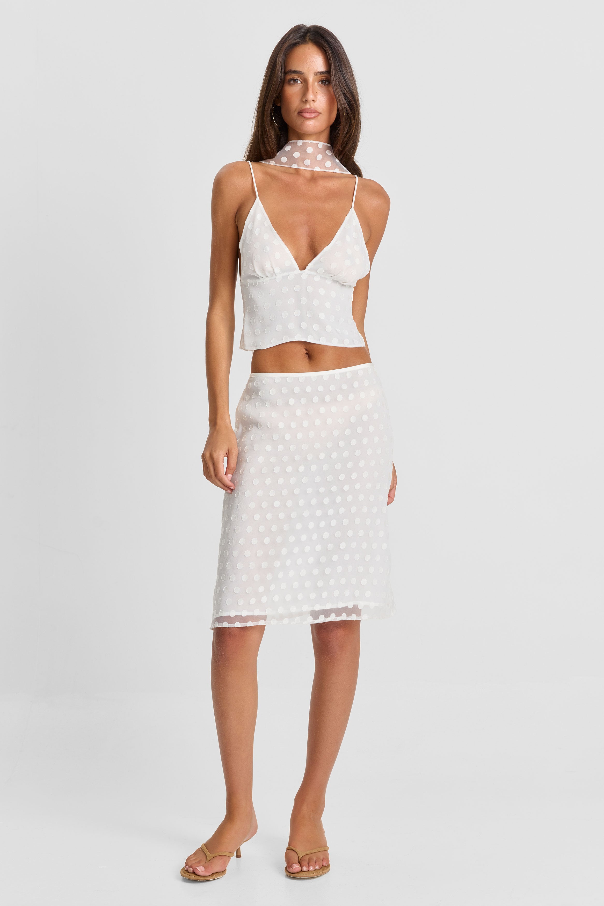 Minnie Midi Skirt White