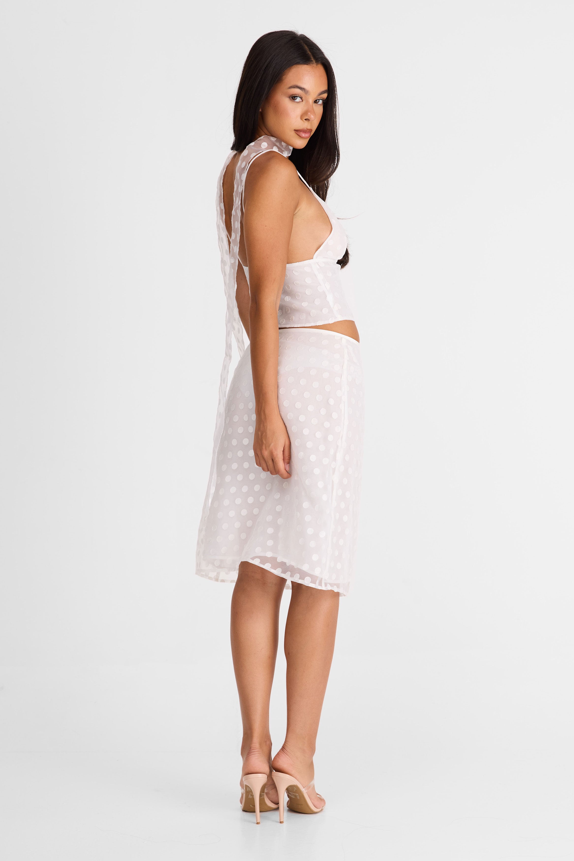 Minnie Midi Skirt White