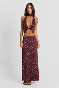 Cici Maxi Skirt Pink Polkadot