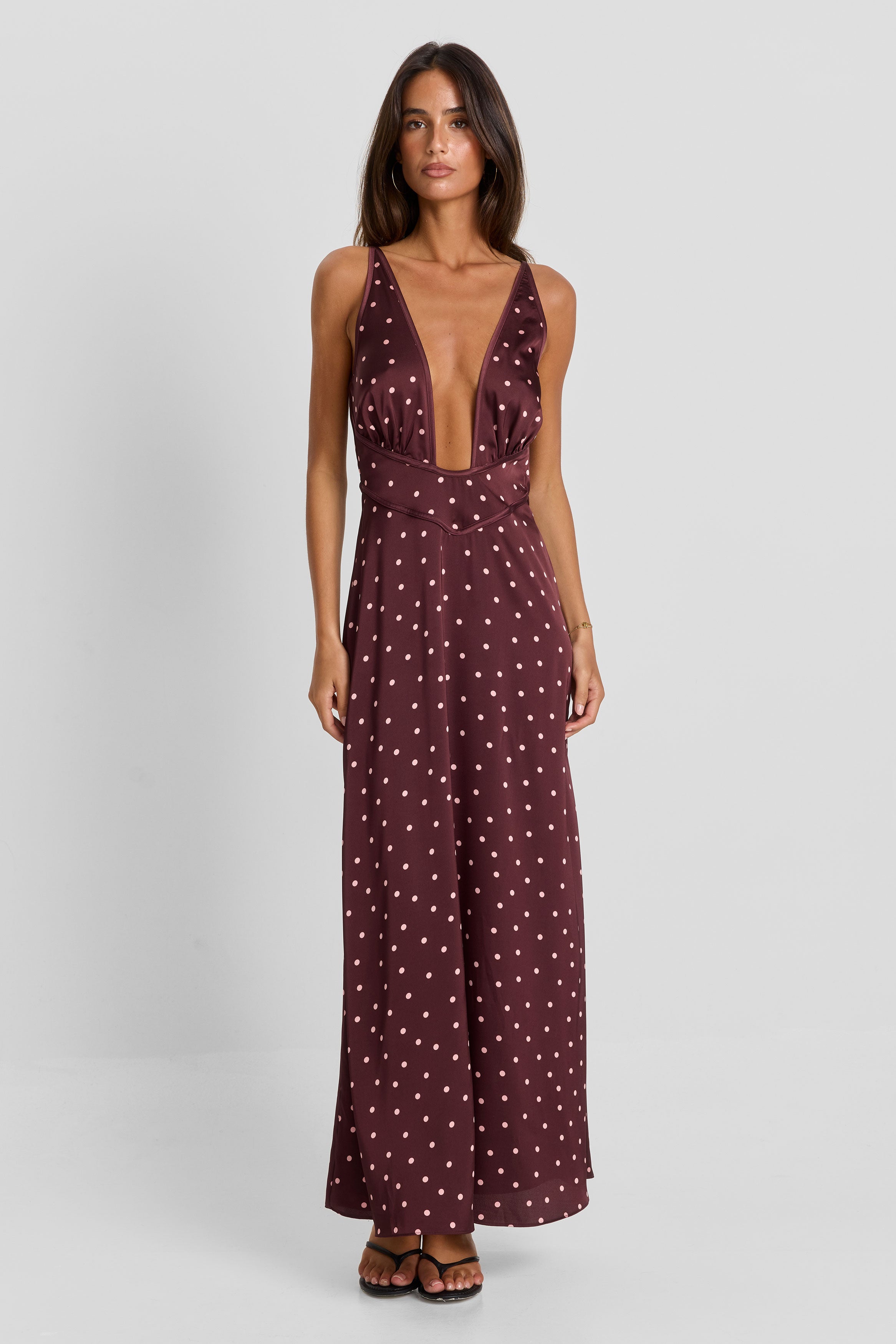 Cici Maxi Dress Pink Polkadot