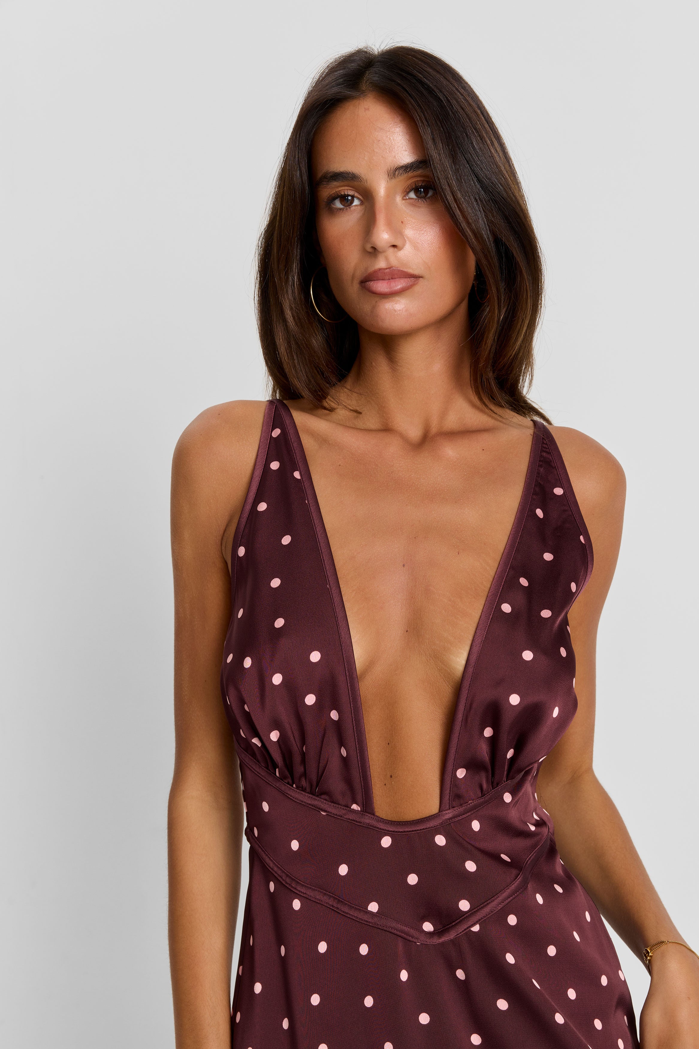 Cici Maxi Dress Pink Polkadot