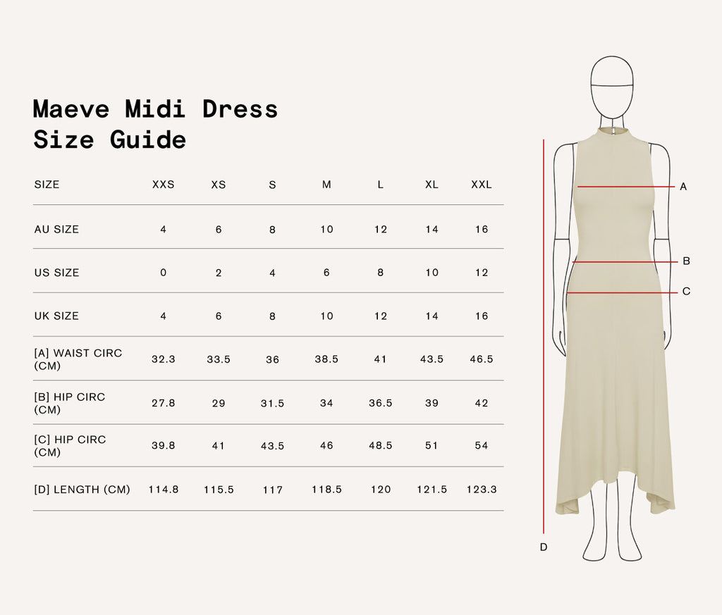 midi dress size chart Maeve Midi Dress Butter